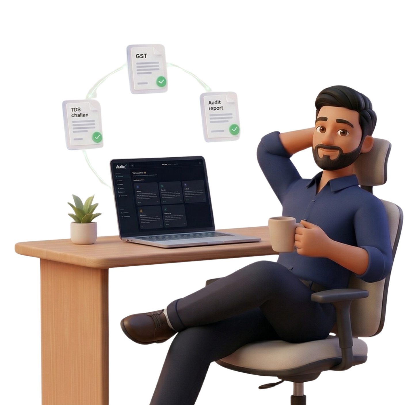 Manager working at desk illustration